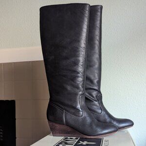 Frye Dark Leather Heeled Boots